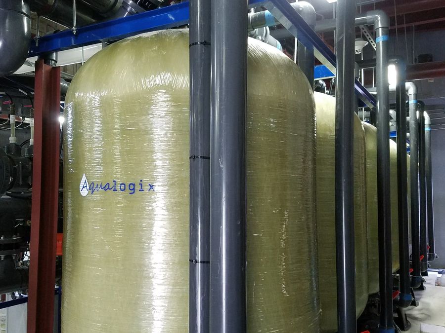 Bank of large Aqualogix media filter vessels