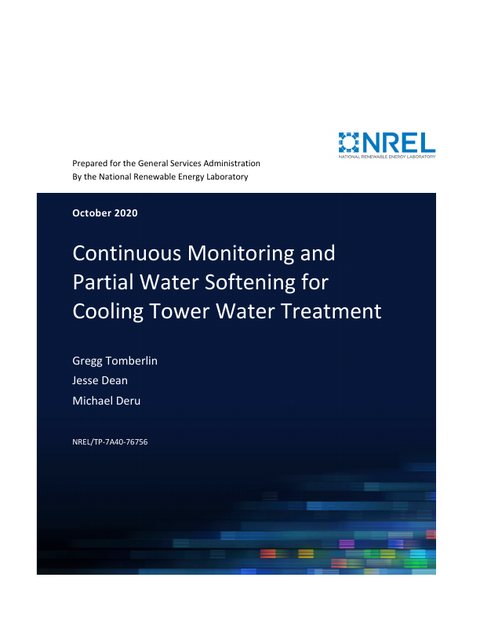 Cover of the NREL report on continuous monitoring and partial water softening